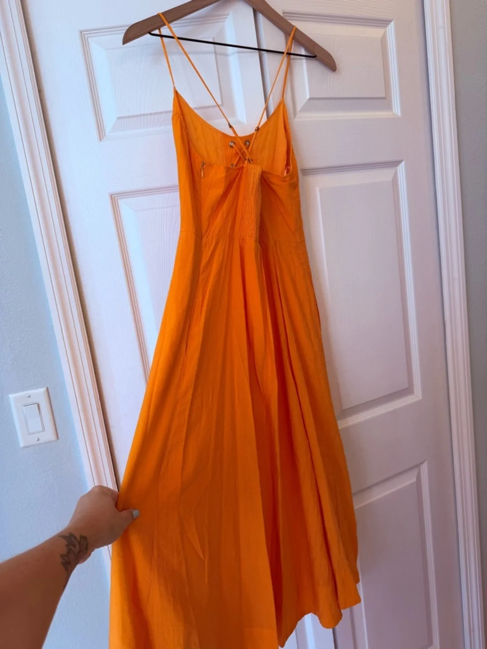 Anthropologie Maeve Orange Lace-Up Midi Dress NWT S - Picture 12 of 12